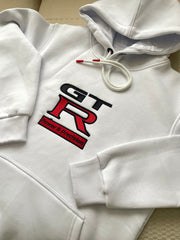 GTR Nakışlı 1. Kalite %100 Pamuk Şardonlu Beyaz Kapüşonlu Sweatshirt Hoodie
