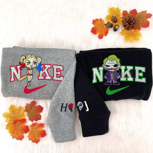 Gerçek Kötüler Joker ve Harley Quinn Nakışlı Çift Kombin