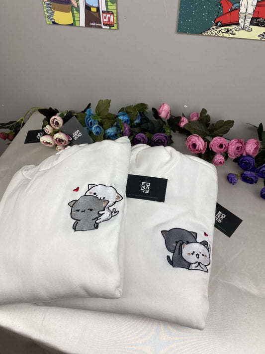 Sevimli Kediler Nakışlı Çift Kombin