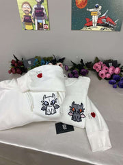 Gecenin Öfkesi ve Işığın Öfkesi Siyah ve Beyaz Ejderha Dragon Nakışlı Çift Kombin