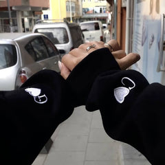 Kalp Nakışlı Çift Kombin | Çift Kapüşonlu