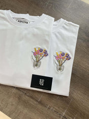 Adınız Harfleri ile Çiçek Buketi Nakış İşleme Tişört | Kişiye Özel