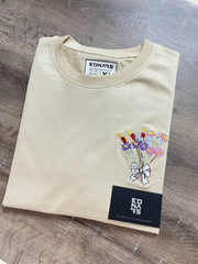 Adınız Harfleri ile Çiçek Buketi Nakış İşleme Tişört | Kişiye Özel