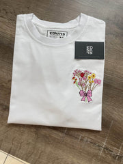 Adınız Harfleri ile Çiçek Buketi Nakış İşleme Tişört | Kişiye Özel