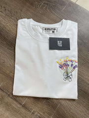 Adınız Harfleri ile Çiçek Buketi Nakış İşleme Tişört | Kişiye Özel