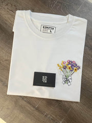 Adınız Harfleri ile Çiçek Buketi Nakış İşleme Tişört | Kişiye Özel