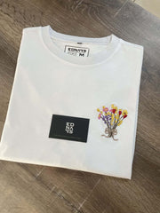 Adınız Harfleri ile Çiçek Buketi Nakış İşleme Tişört | Kişiye Özel