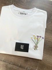 Adınız Harfleri ile Çiçek Buketi Nakış İşleme Tişört | Kişiye Özel