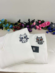 Gecenin Öfkesi ve Işığın Öfkesi Siyah ve Beyaz Ejderha Dragon Nakışlı Çift Kombin