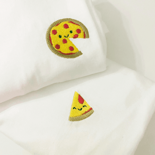 Sevimli Aşk Dolu Pizza Nakışlı Çift Kombin