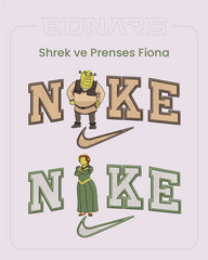 Shrek ve Prenses Fiona Çift Nakışlı Kombin