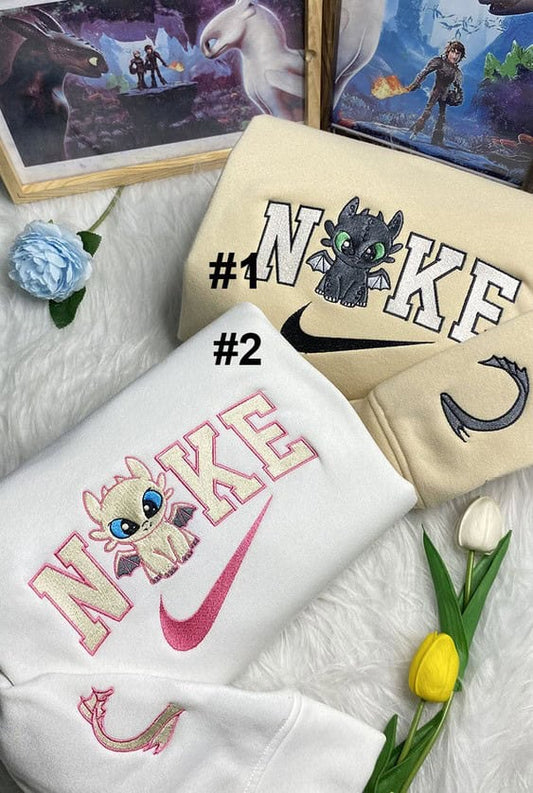 Siyah ve Beyaz Ejderha Dragon v3 Nakışlı Çift Kombin