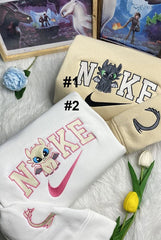 Siyah ve Beyaz Ejderha Dragon v3 Nakışlı Çift Kombin