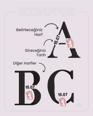Kişiye Özel İsim Baş Harf Tarih ve Kalp Nakış İşleme