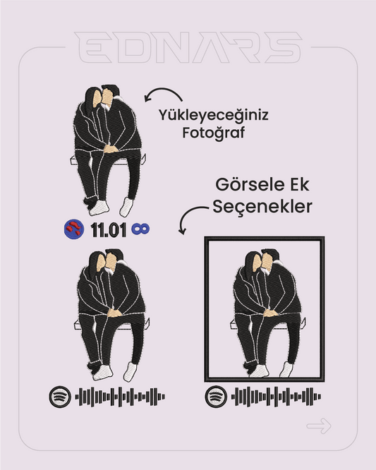 Kişiye Özel Fotoğraf + Spotify Kod veya Tarih Nakış İşleme
