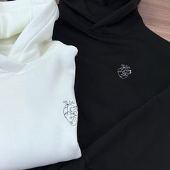 İnce Kalp v2 Nakışlı Çift Kombin | Çift Kapüşonlu Heart