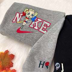 Gerçek Kötüler Joker ve Harley Quinn Nakışlı Çift Kombin