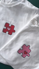 Puzzle Parça Nakışlı Çift Kombin