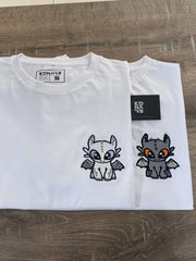 Gecenin Öfkesi ve Işığın Öfkesi Siyah ve Beyaz Ejderha Dragon Nakışlı Çift Kombin