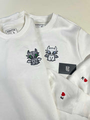 Gecenin Öfkesi ve Işığın Öfkesi Siyah ve Beyaz Ejderha Dragon Nakışlı Çift Kombin