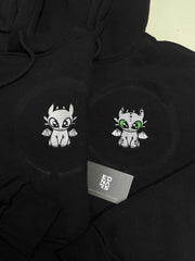 Gecenin Öfkesi ve Işığın Öfkesi Siyah ve Beyaz Ejderha Dragon Nakışlı Çift Kombin