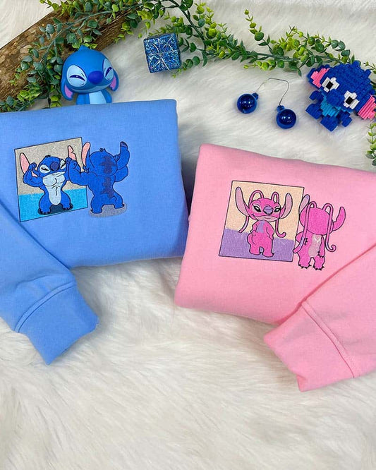 Stitch ve Angel v3 Nakışlı Çift Kombin