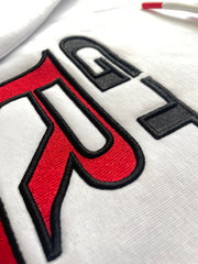 GTR Nakışlı 1. Kalite %100 Pamuk Şardonlu Beyaz Kapüşonlu Sweatshirt Hoodie