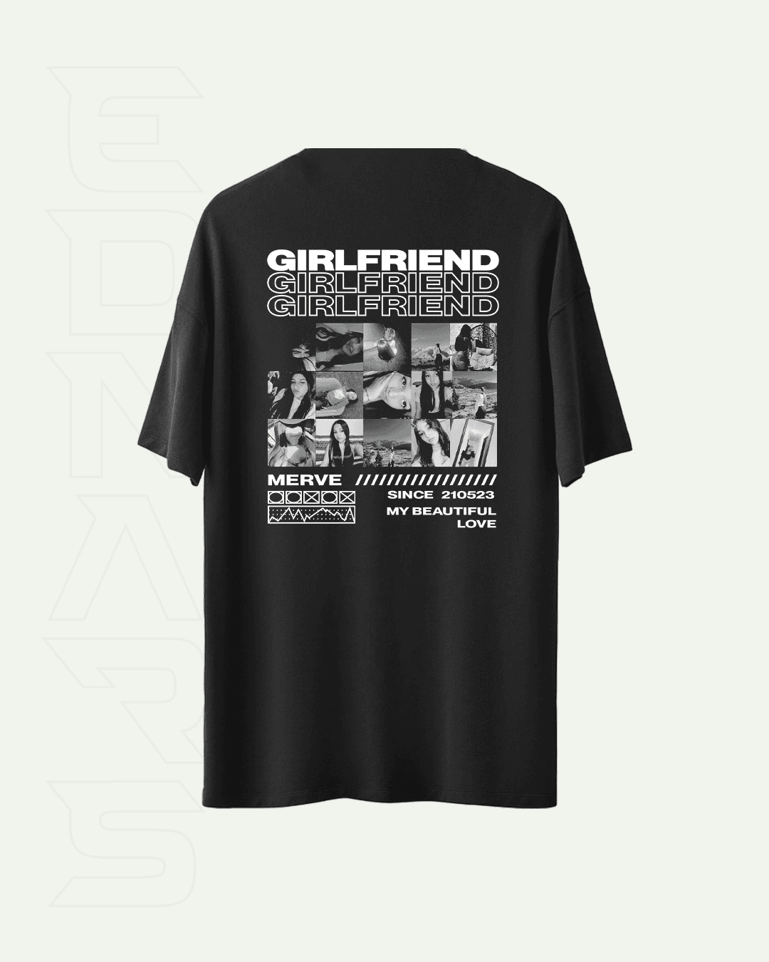 Kişiye Özel Fotoğraflı Girlfriend veya Özel Metin Baskılı Nakışlı Tişört | GIRLFRIEND, ONLY YOU