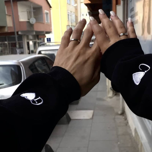 Kalp Nakışlı Çift Kombin | Çift Kapüşonlu