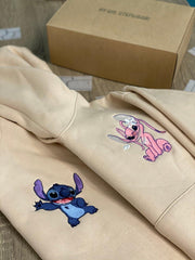 Stitch ve Angel v4 Nakışlı Çift Kombin