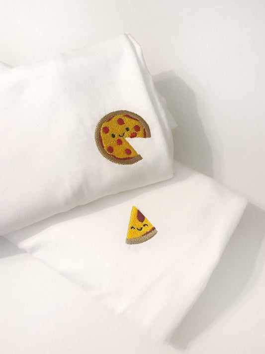 Sevimli Aşk Dolu Pizza Nakışlı Çift Kombin